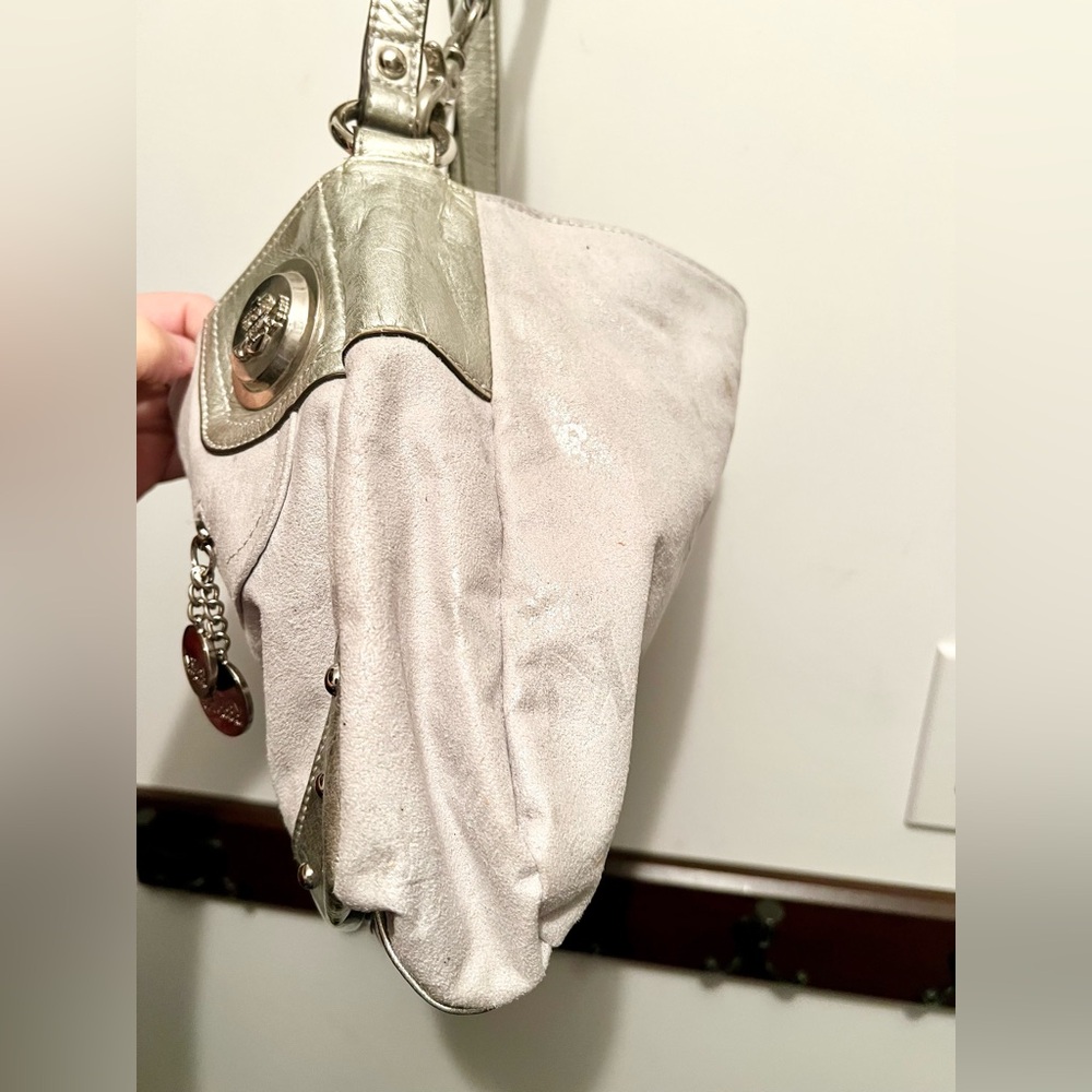 Kathy Van Zeeland Silver Shoulder Bag Crossbody | Chic Designer Handbag - Picture 6 of 16